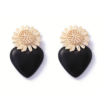 Chic High-End Woven Raffia Vacation-Inspired Acrylic Geometric Statement Earrings for Women - Perfect for Summer Festivals and Beach Getaways