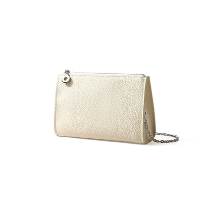 Genuine Leather Women's Shoulder Bag Grain Cowhide Commuter Tote with Minimalist Design and Chic Aesthetic