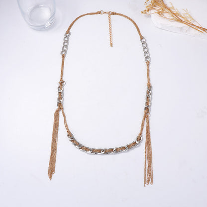 Chic Minimalist Layered Metal Chain Tassel Pendant Necklace - Trendy Casual Accessory for Effortless Style