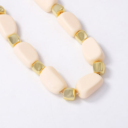 Minimalist Casual Everyday Geometric Beaded CCB Luxe Collarbone Necklace - Perfect for Daily Commuting and Versatile Styling