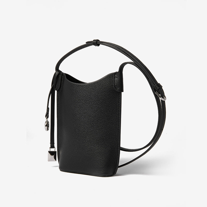 Genuine Leather Smartphone Bag Korean Inspired Mini Crossbody Bag for Fashion Forward Individuals
