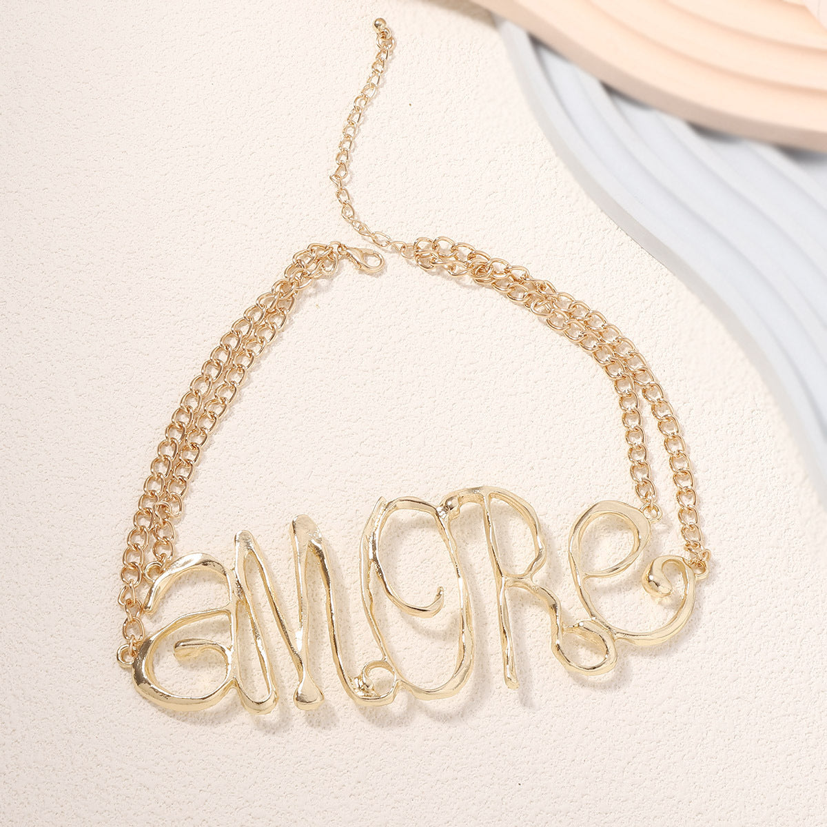 Trending Hip-Hop Punk Style Hollow Out Irregular Letter Choker Necklace – Bold Metal Design with High-End Appeal