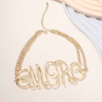 Trending Hip-Hop Punk Style Hollow Out Irregular Letter Choker Necklace – Bold Metal Design with High-End Appeal