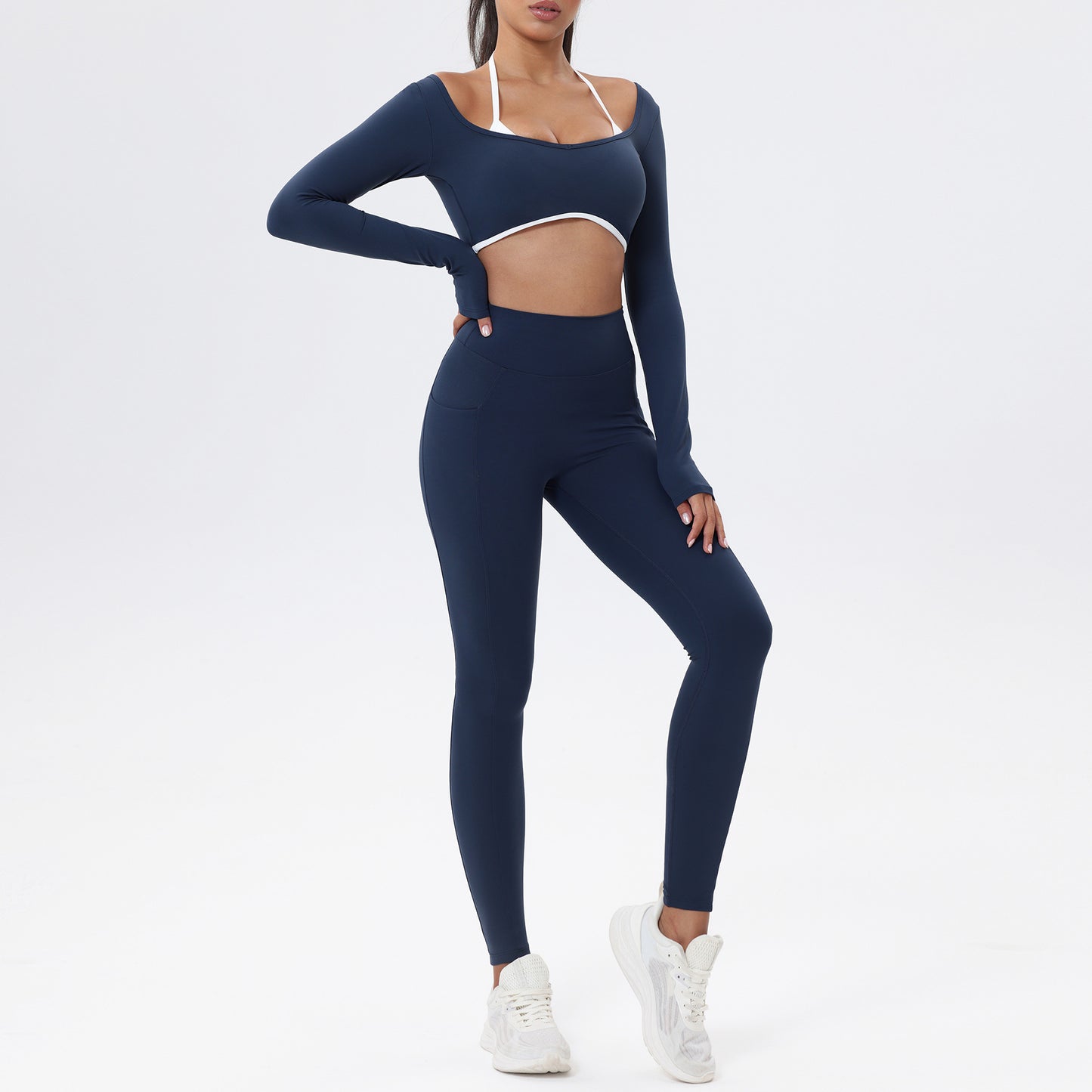 Chic Color Block Yoga Outfit Set for Women Quality Versatile Casual Activewear for Fitness and Workout