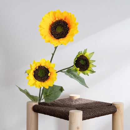 Vibrant Sunflower 3-Prong Artificial Floral Decoration | Perfect for Home Decor, Weddings, and Special Events | MW33710