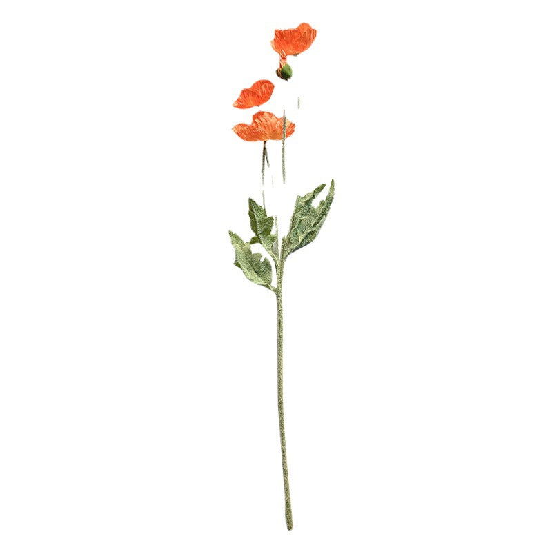 Vivid Red Poppy Faux Floral Arrangement - Velvety Touch, Perfect for Weddings, Home Decor, and Living Room Accent, High-Quality Artificial Flowers