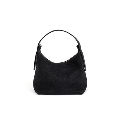 Versatile Bucket Bag Chic Korean Style Crossbody Handbag in Litchi Leather Featuring Magnetic Snap Closure Genuine Leather Tote for Everyday Commuting