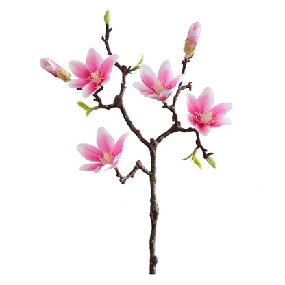 4-Head Realistic Magnolia Silk Flower - Lifelike 3D Feel for Home Décor and Wedding Decor - Perfect for Elegant Arrangements