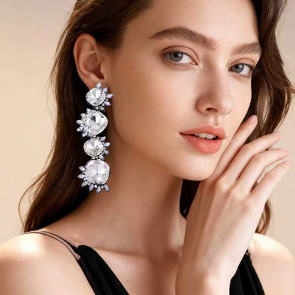 Dramatic Chic Geometric Alloy Zircon Stone Inlaid Square Dangle Earrings – Perfect for Parties and Special Events