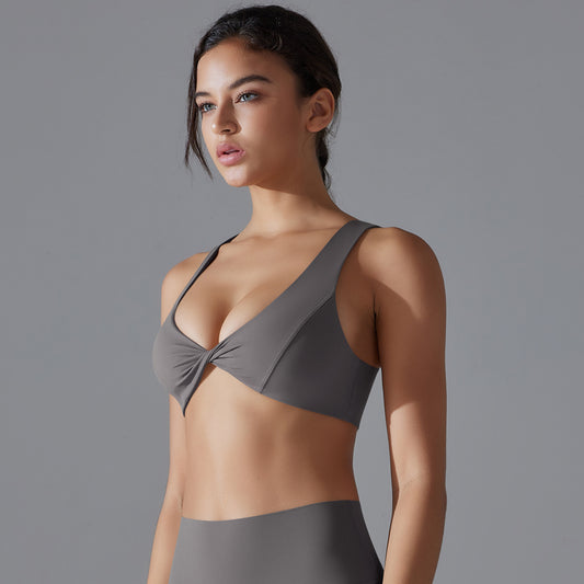 Breathable and Skin Friendly Sports Bra with Cutout Design for Yoga Shock Absorbing Support and Enhanced Lift