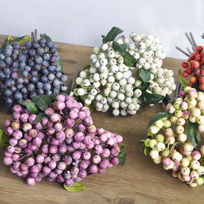 Artificial Berry Bouquet - Realistic Faux Flowers for Nordic Wedding Celebrations, Home Decor, and Photography Backdrops