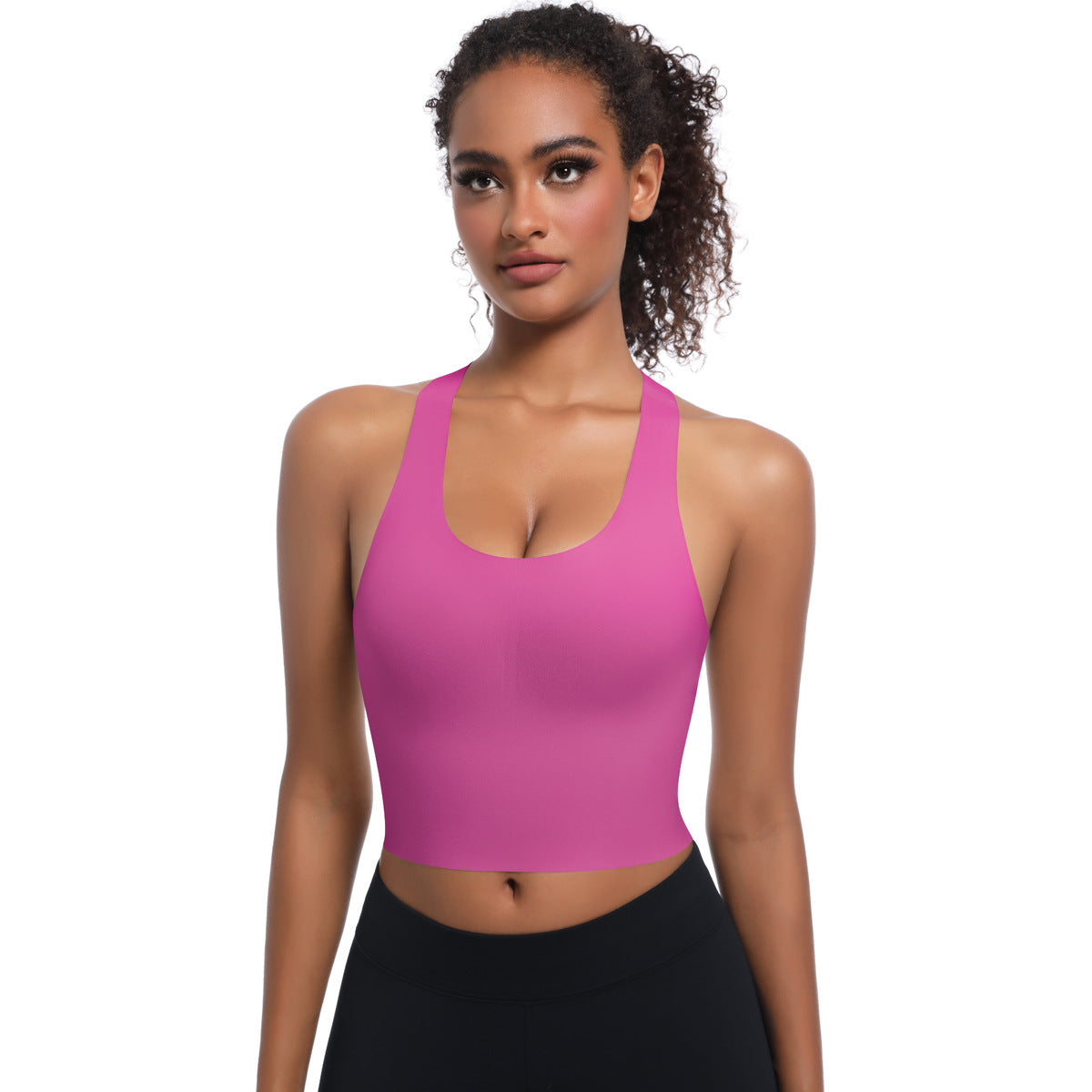 Seamless Breathable Women's Sports Bra Moisture Wicking Double Layered for Yoga and Running with a Beautiful Back Design