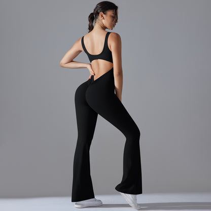 Sleek Solid Color High Back Bodysuit for Enhanced Lift Long Line Fit and Flattering Wide Leg Design for Running Fitness and Yoga