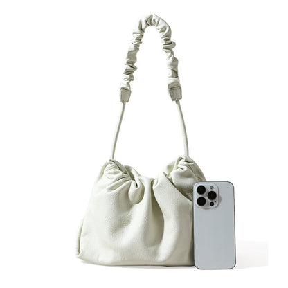 Luxury Genuine Leather Designer Drawstring Cloud Bag Chic Minimalist Crossbody and Shoulder Bag with Pleated Detailing for Unique Style
