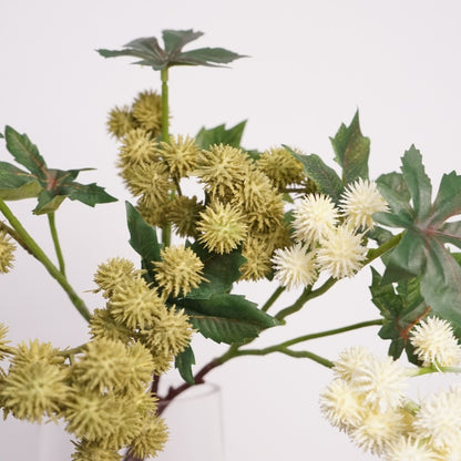 Stunning Nordic-Inspired Faux Flowers - Elegant Green & White Castor Bean and Celery Blossom Arrangements Perfect for Wedding Decor and Home Aesthetics