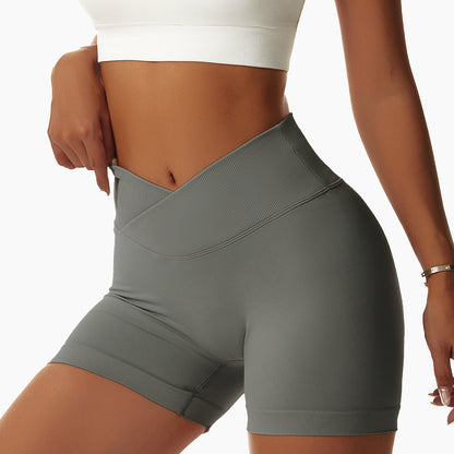 High Waisted Peach Lift Yoga Shorts Seamless Stretchy and for Running and Fitness Style 4596