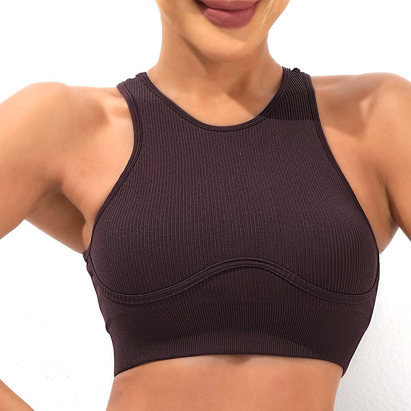 High Performance Shock Resistant Running and Fitness Compression Tank Top with Hexagonal Hollow Back Design Supportive Yoga Sports Bra B243