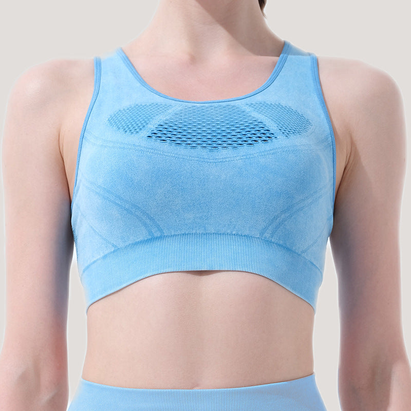 High Performance Women's Mesh Hollow Lightweight Breathable Sports Bra Luxurious Summer Yoga Top with Comfort and Style