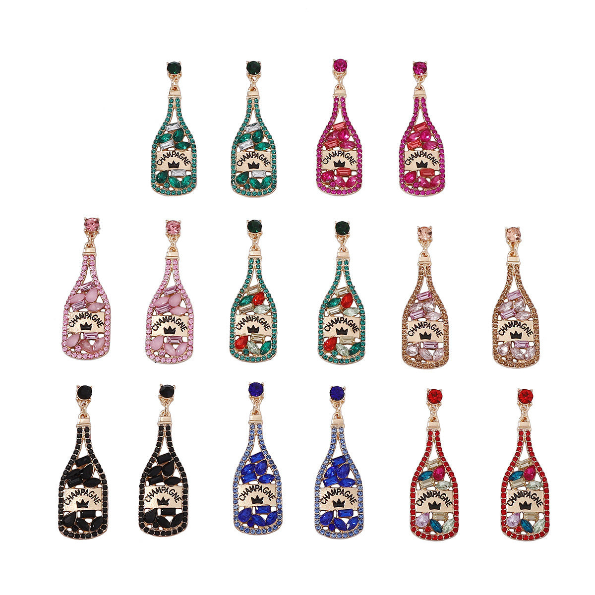 Personalized Element-Inspired Rhinestone Letter Bottle Charm Earrings for Women – Trendy and Unique Fashion Statement