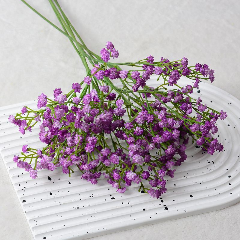 Realistic Baby's Breath 3-Prong PU Soft Rubber Single-Stem Artificial Flower Bouquet for Wedding Celebrations and Photography