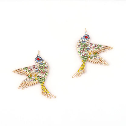 Hot-Selling Creative Design Exaggerated Cute Bird Hakin Color-Diamond Earrings – Eye-Catching Jewelry for Every Occasion!