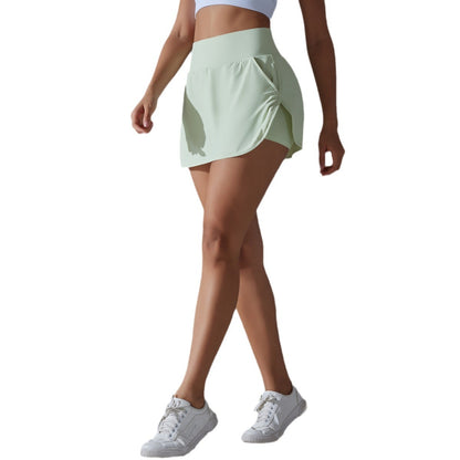 High Waisted Outdoor Tennis Skirt with Built In Shorts and Pockets UV Protection No Show Design for Yoga and Active Wear