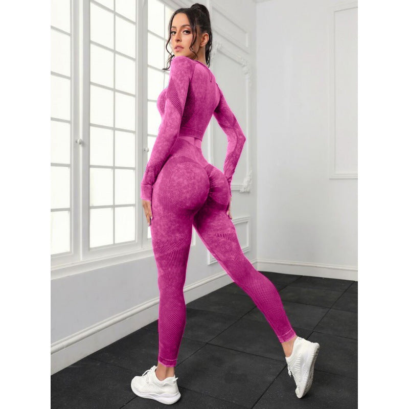 Seamless 7 Color Breathable Washable Hollow Out Yoga Set for Women Long Sleeve Crop Top and High Waisted Butt Lifting Leggings for Comfort and Style