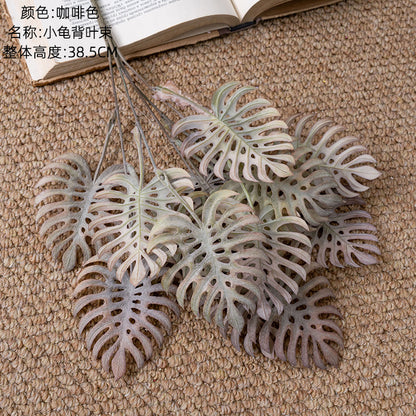 Realistic Green Plastic Turtle Shell Leaves - Artificial Flower and Faux Plant Decoration for Weddings, Events, and Home Décor - CL16103