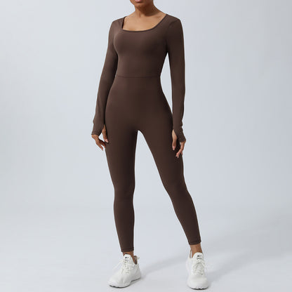 Long Sleeve Backless Bodysuit for Women High Waisted Yoga Apparel for Dance and Fitness This Summer