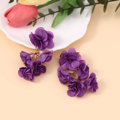 Bohemian Colorful Floral Fabric Drop Earrings - Perfect Ethnic Vacation Accessory for Every Occasion