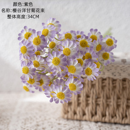 Realistic Artificial Chamomile Flower Bouquet - Lifelike Green Plants for Wedding Decor, Event Styling, and Home Decoration - Trendy INS Aesthetic - Model MW66002