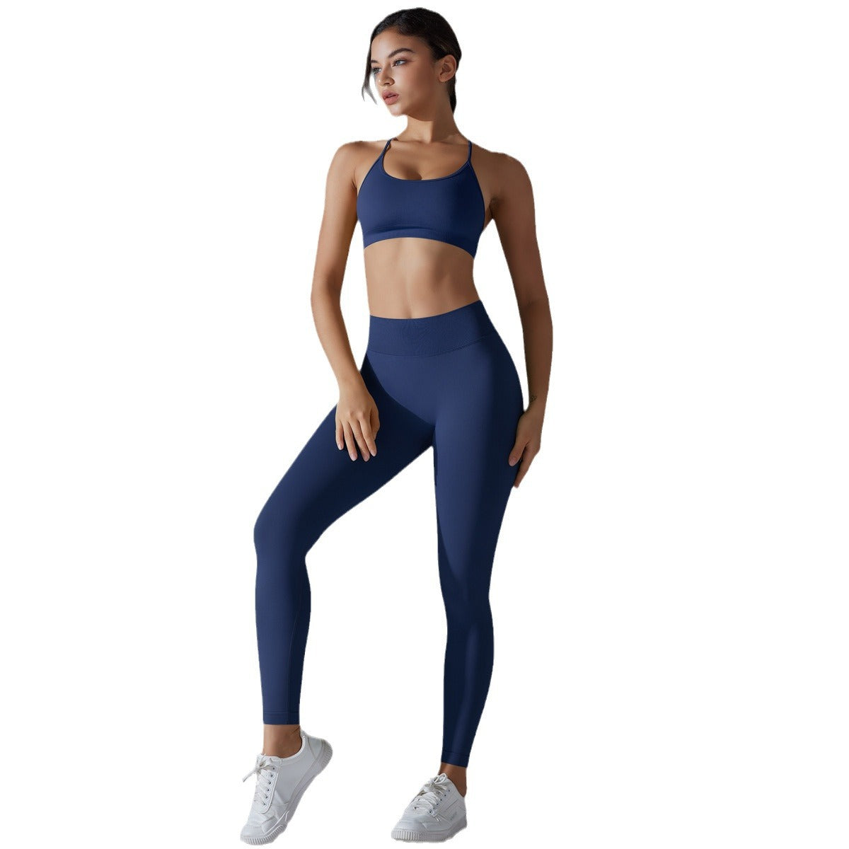 Seamless Yoga Top and Leggings Set with Beautiful Back Design High Waisted Bum Lifting Breathable Workout Outfit for Running and Fitness Enthusiasts