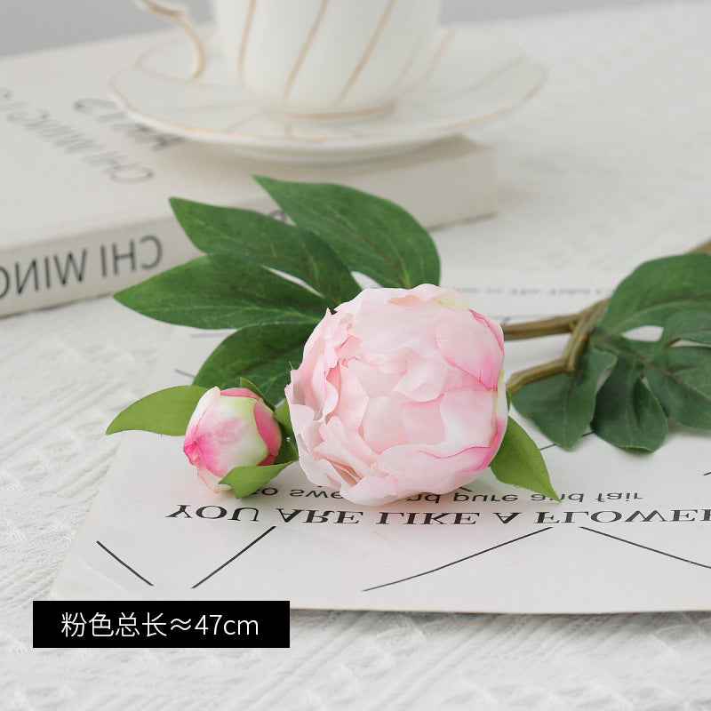 Stunning Double-Head Peony Soap Flower Bouquet - Realistic White Silk Flowers for Elegant Dining Room DIY Decor