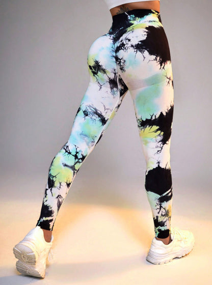 High Waisted Tie Dye Striped Yoga Pants for Women Butt Lifting Running and Fitness Leggings for Outdoor Sports Gym Workouts