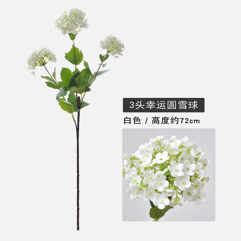 Realistic Snowball Hydrangea Artificial Flowers – Elegant 3-Head Design for Hotel, Home, and Event Decor – Perfect for Living Room Soft Furnishings, Weddings, and Special Celebrations