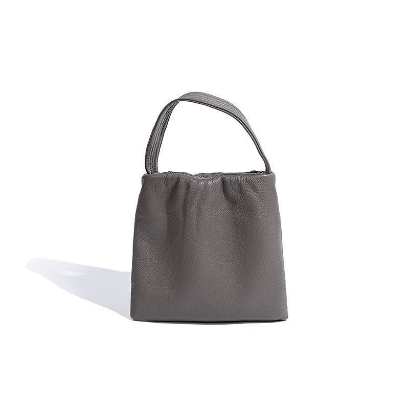 Luxurious Genuine Leather Crossbody Bag Chic Crinkled Design Lightweight and Versatile Handheld Square Purse for Modern Style