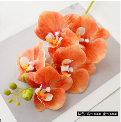 High-Quality Artificial Orchid Flowers - Luxurious 5-Head Faux Phalaenopsis Bloom for Elegant Home Decor and Stunning Photography Props