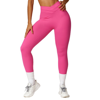 High Waisted Cross Back Lifted Butt Fitness Leggings Ultra Soft Running Workout Tights for Performance and Style Model 8578