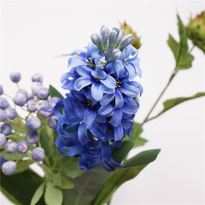 Realistic Delphinium and Hyacinth Artificial Flowers - Single Purple Violet Stem for Home Decor, Wedding Decorations, and Photography Props in Beautiful Blue