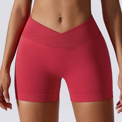 Summer V Waist High Rise Peach Butt Lifting Compression Shorts Seamless Yoga Shorts for Running and Workouts with Quick Dry Fabric