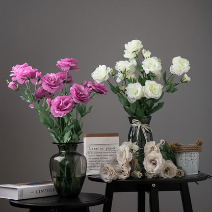 Elegant 4-Piece Artificial Eustoma Flower Bouquet - Perfect for Home Décor, Weddings, and Special Events | Realistic Silk Flowers for Lasting Beauty (Model DY-397)