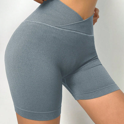 Seamless Criss Cross V Waist Yoga Shorts for Women High Waisted Butt Lifting Outdoor Fitness and Running Training for Active Lifestyle