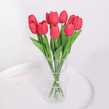 Elegant Realistic Tulip Faux Flowers Arrangement - Stunning Home Décor Piece for Living Room, Dining Table Floral Art, Perfect for Photography Props and Events