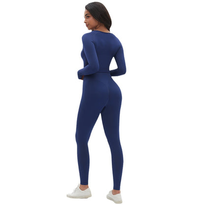 Seamless Knitted Solid Color High Stretch Yoga Outfit Set 2 Piece Women's Sportswear for Running and Fitness