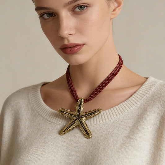 Stylish Vintage-Inspired Casual Ocean Vacation Alloy Starfish Pendant Necklace – Versatile and Perfect for Everyday Wear for Women