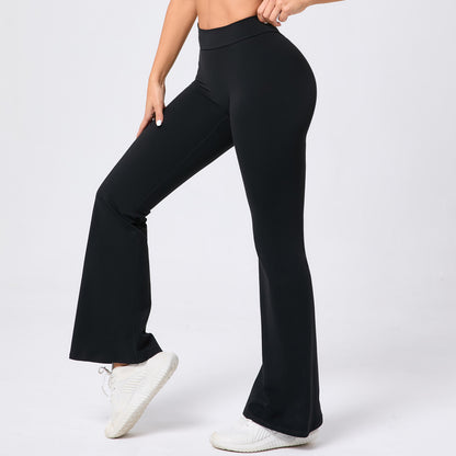 Peach Lift Yoga V Waist Flared Leggings High Waist Quick Dry Wide Leg Workout Pants for Comfortable Yoga and Fitness