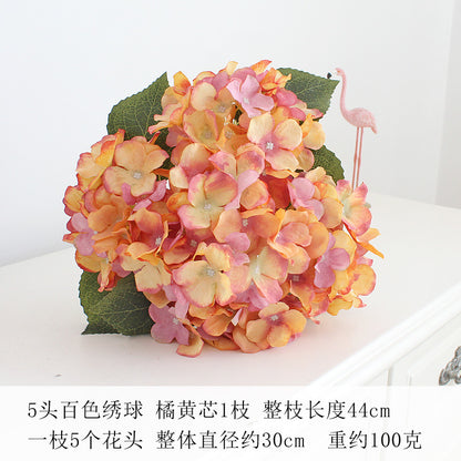 Elegant 5-Head Hydrangea Artificial Flowers - Realistic Silk Floral Arrangements for Weddings, Events, Hotels, and Home Decor