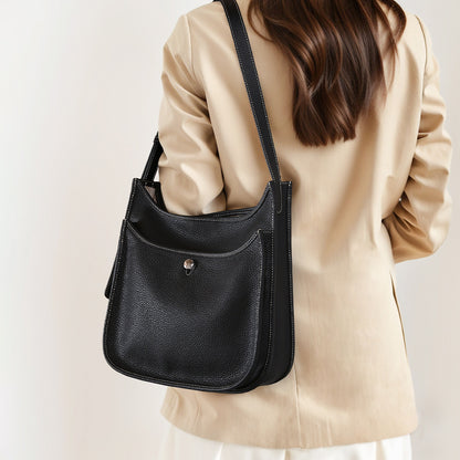 Genuine Leather Large Capacity Women's Tote Bag Work Commuter Shoulder Bag with Versatile Crossbody Design