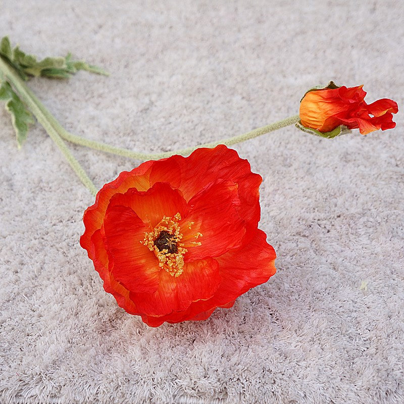 Vibrant Icelandic Poppy Single Stem Artificial Flower – Perfect for Weddings, Home Decor, and Floral Arrangements