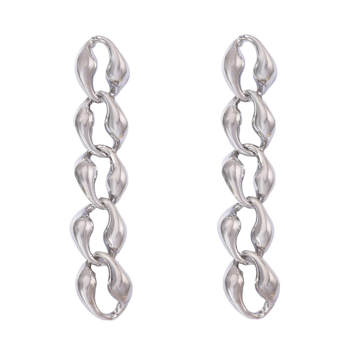 Sleek Minimalist Alloy Chain Twisted Earrings – Unique Geometric Hollow Design for a Timeless, Elegant Look